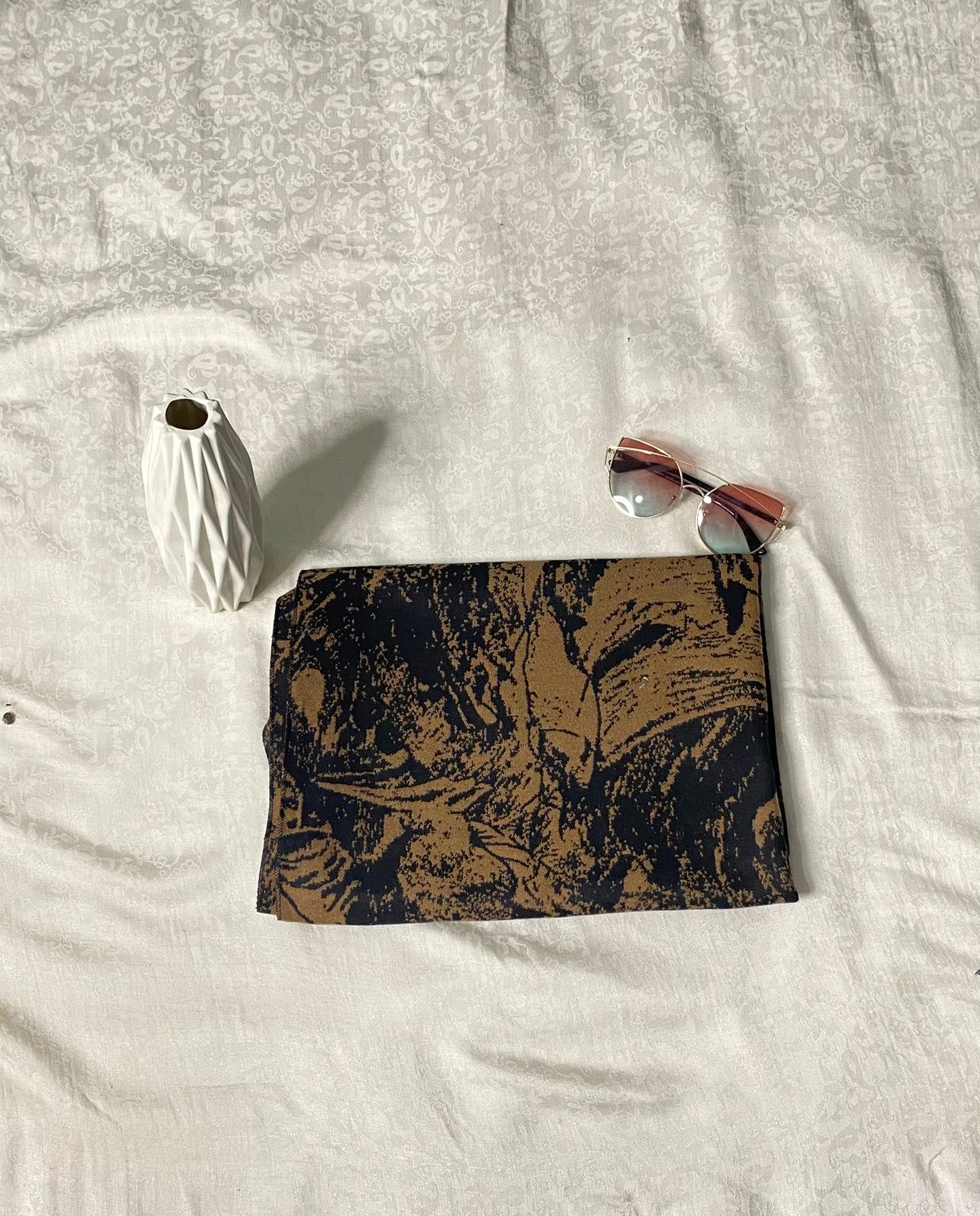 Dark Brown & Black Pashmina Stole - Shawl